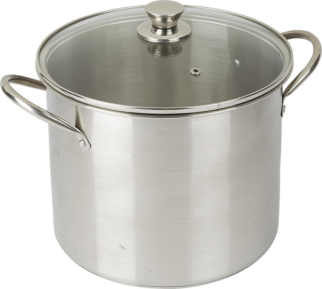 GoodCook Basics Stainless Steel Deluxe Stock Pot with Glass Lid, 8 quart, Silver