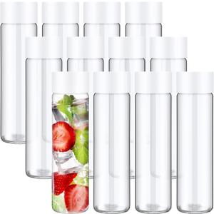 Honeydak 12 Pack Clear Glass Bottle with Lids 16Oz Wide Mouth Juice Bottles Milk Drinking Glass Bottle Reusable Airtight Juicing Cups Leak Proof Water Jar for Juicing Tea Milk Beverage Storage(White)