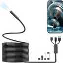 Endoscope Camera with Light for iPhone and Android, 16.5ft Semi-Rigid Snake Camera, 1920P Borescope with 8 Adjustable LED Lights, 8mm Diameter IP67 Waterproof Endoscope (Black)