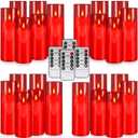 24-Pack Red Flameless LED Candles - Remote Control & Timer, Realistic Flickering for Chinese New Year Decor, Valentine's Day, Romantic Home Ambiance, Fireplace Mantel & Festive Centerpieces