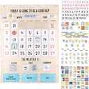 The Peanutshell Learning Calendar Wall Chart - Homeschool Supplies, Interactive Pocket Chart for Toddlers & Kids - Preschool Learning Activity Board, Circle Time Board for Classroom - Good Day