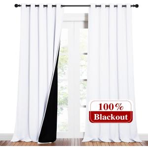 NICETOWN Full Shading Cold Blocking Curtains for Windows, Super Heavy-Duty Black Lined Blackout Curtains for Bedroom, Privacy Assured Window Treatment (White, Pack of 2, 62 inches W x 95 inches L)