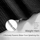 PANGSINNE Black Shower Curtain 256GSM Heavy Duty Waffle Woven Bathroom Shower Curtains, Weighted Fabric for Hotel Spa Luxury Polyester Bath Curtain with 12 Hooks, 72Wx72H