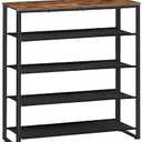 Chemper Shoe Rack, 5 Tier Shoe Storage Organizer with 4 Oxford Fabric Shelves and Top Panel, Holds 16-20 Pairs of Shoes, for Entryway and Closet, Industrial, Rustic Brown BF50XJ01 80*30*92.7cm
