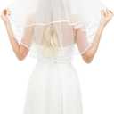White Bridal Veil Short 2 Tier Veil with white binding Wedding Veil Bachelorette Party Bridal Shower Flower Girl Veil First Communion