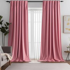 Blush Pink Velvet Curtains for Living Room Luxury Room Darkening for Bedroom,Thermal Insulated Super Soft Window Drapes Rod Pocket & Back Tab, 52" W x 108" L, 2 Panels Set