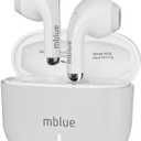 MBLUE AR02 Bluetooth Earbuds, 50H Playtime, ENC Noise Cancelling, 13mm Bass Driver, Touch Control, Wireless Earphones for Sports, Workouts, Calls, Gaming (White)