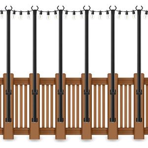 6 Pack 5 Ft String Light Poles, String Light Poles for Outside with Fixing Clips,Metal Poles for Outdoor String Lights, Hanging Light Poles for Deck Fence Garden Backyard Wall Bistro