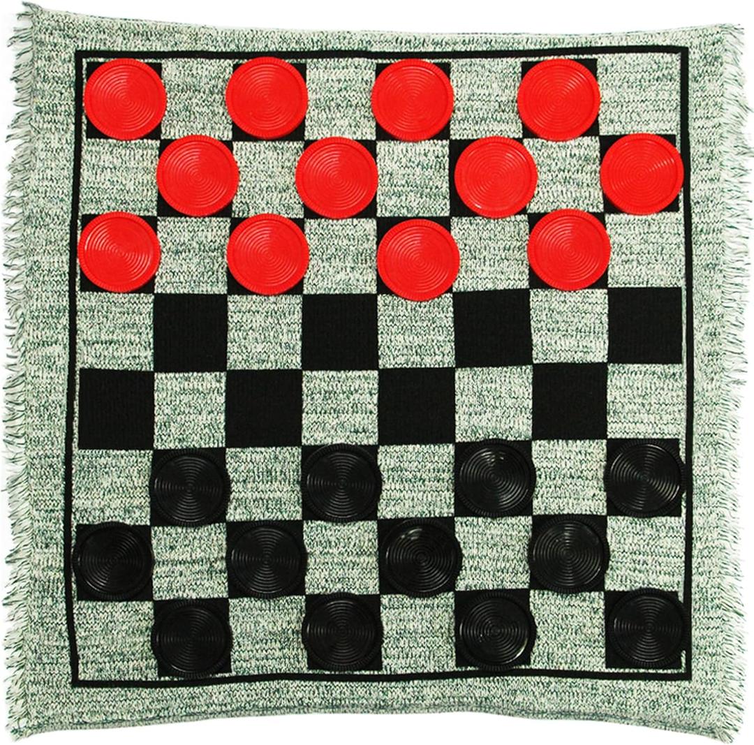 Lulu Home Jumbo Checkers, Giant 3-in-1 Checkers Game Rug Board Game Set, 2 Players Lulu Home Jumbo Checkers, Giant 3-in-1 Checkers Game Rug Board Game Set, 2 Players