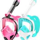 Full Face Snorkel Mask for Adults Teen, Snorkeling Gear with Detachable Camera Mount, Panoramic 180 View, Anti-Fog Anti-Leak Snorkling Set for Man and Women
