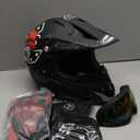 Adult Motocross Dirt Bike Helmet with Goggles, Gloves & Mask Dirt Bike ATV Helmet for Unisex-Adult Men Women Adjustable Sun Visor DOT/FMVSS-218 Off-Road Motorcycle Helmet UTV Helmet Downhill (New Black Skull)