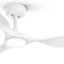 Roomratv 42 Inch White Ceiling Fans with Lights, Remote Control,Reversible DC Motor,Dimmable,6 Speeds,Ultra Quiet,3 Blade Ceiling Fans for Bedroom,Living Room,Indoor Outdoor Patio