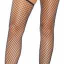 Leg Avenue women's Fishnet Stockings With Attached Garter Belt (One Size, Black Industrial)