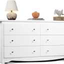 WLIVE White Dresser with 6 Drawer, 59Wide Modern Chest of Drawers for Bedroom, Wood Large Storage Tower Unit, Closet Store Organizer for Living Room, Hallway