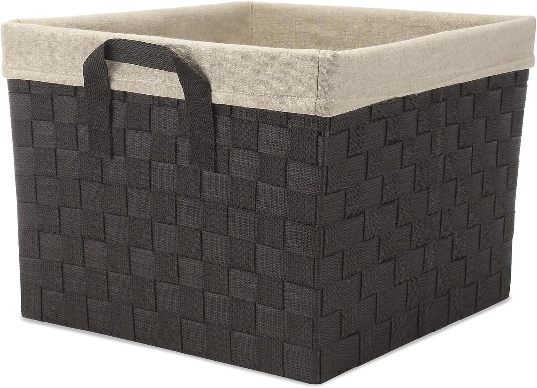 Whitmor Woven Strap Storage Tote Basket with Liner - Espresso