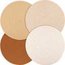 Billbotk Round Woven Placemats Set of 4, 13 Inches Kitchen Table Place Mats for Dining Table, Trivets for Hot Pots and Pans, Boho Table Setting Decor, Fall Decorations for Home (Mixed Brown)