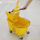 Midoneat Commercial Mop Bucket with Side Press Wringer on Wheels, Including One Commercial Mop, 35 Quart, Yellow