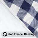 Smiry Round Picnic Tablecloth, Elastic Waterproof Fitted Vinyl Tablecloths for 57"-68" Tables, Flannel Backed Buffalo Plaid Table Cover for Dining, Camping, Outdoor, White and Navy