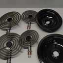 Black Burner Drip Pans Kit 5304430149(6")5304430150(8")&Electric Stove Burners Kit MP15YA(6") MP21YA(8") Compatible for Frigi-daire Ken-more Electric Range Stove Replaces 318067041 318067051 by MIFLUS