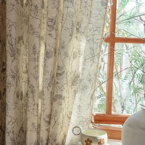 ENJOYBRIDAL Floral Curtains 84 Inch Long Vintage 2 Panels Drapes Rod Pocket Semi Sheer Rustic Bedroom Window Curtain Panels Boho Tassel Living Room Farmhouse Botanical Window Treatments