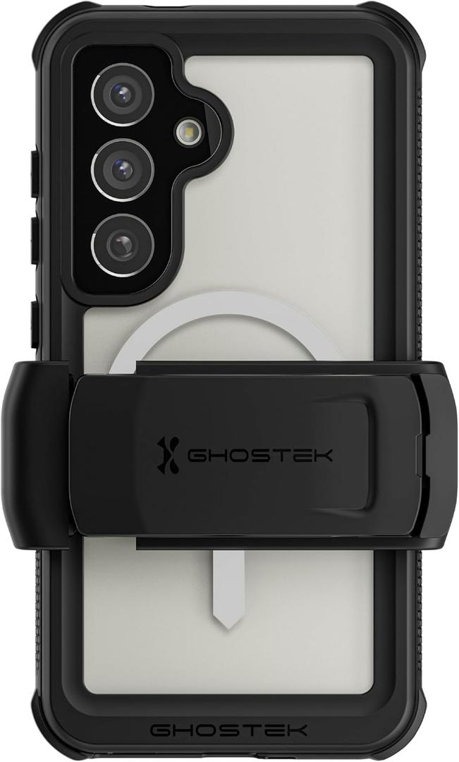 Ghostek Nautical Galaxy S25 Waterproof Case with Belt Clip, Screen Protector and Camera Lens Cover Rugged Magnetic MagSafe Compatible with Samsung Galaxy S25 2025 (6.2") (Clear)
