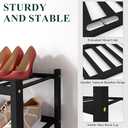 Smiry Shoe Rack, 3 Tier Bamboo Shoe Organizer, Stackable Free Standing Wooden Shoe Storage Shelf for Closet, Entryway, Front Door Entrance, Black