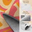 Retro Area Rug, Orange 70s Wavy Swirl Pattern, Machine Washable Modern Non-Slip Rug, Home Decor Floor Carpet for Classroom Laundry Bedroom Living Room, 5' x 7'
