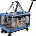 Rolling Cat Carrier with Detachable Wheels, Soft Sided, Blue