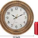 Bekith Wall Clock 12 Inch Silent Non-Ticking Retro Wall Clocks Battery Operated, Round Vintage Decorative Clock for Kitchen, Home, Office, Bedroom, Living Room, Bathroom, School