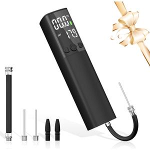 Electric Ball Pump - Portable Air Pump with LED Light, Precise Pressure Gauge and Digital LCD Display for Basketball, Soccer Ball, Volleyball, Football, Fast Inflation of Sports Ball (Max 18 PSI) (Black)