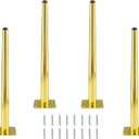 Seimneire 4pcs 16 Inch Furniture Legs, Straight Conical Metal Legs Luxury Gold Mid-Century Style Furniture Feet for Sofa Cabinet Table Chair Cupboard Couch Ottoman Home DIY Projects