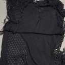 Saodimallsu Womens Crochet Swimsuit Cover Up Long Bell Sleeve V Neck Tie Mesh Knit Summer Beach Dress Vacation Outfits (Medium, Black)