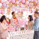 Christmas Gingerbread Baby Shower Decoration,Pink Gingerbread House Snowflake Party Supplies A Sweet Baby Girl is On The Way Balloons Boxes Tablecloth Backdrop Cake Topper for Winter Xmas Party Decor