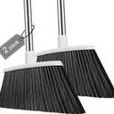 NACENA Heavy Duty Broom, 55 Inch Long Handle Outdoor Large Angle Brooms, Commercial Broom for Sweeping Indoor, for Home Garage Kitchen Office Courtyard Lobby Patio Lawn Concrete, 2 Pack (Grey&White)