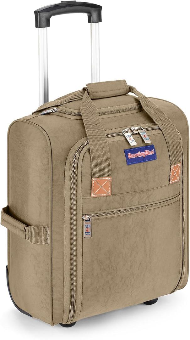 17x13x8 Inches JetBlue Airlines Rolling Personal Item Underseat Travel Bag - Suitable for Major Airlines including Spirit, Jetblue, Frontier, and American - Duffel Bag Design (Beige)