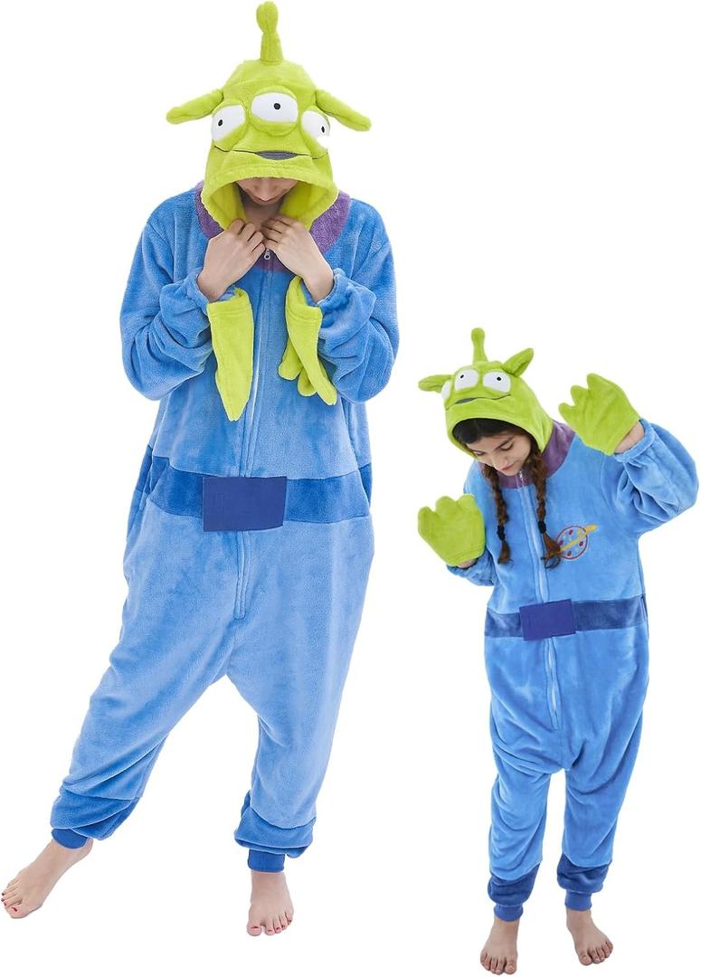 GONAAP Unisex Adult Onesie Pajamas Animal One Piece Costume Cosplay Sleepwear (Large, Alien)