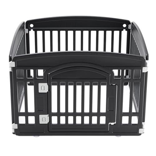 NEWBULIG Dog Playpen 4-Panel, 24IN Puppy Playpen, Stable Dog Play Pen Indoors/Outdoor with Secure Locking Door, Plastic Pet Fence for Small & Medium Dog, Black 35"L x 35"W x 23.6"H