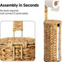 StorageWorks Wicker Water Hyacinth Freestanding Toilet Paper Holder Stand with Storage, Farmhouse Covered Toilet Paper Stand for 4 Rolls with Cloth Lining, Tissue Holder for Bathroom Decor with Shelf