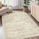 Soalmost 4x6 Area Rugs for Living Room, Vintage Washable Rugs for Dining Room, Bedroom, Home Office Decor, Non-Slip Beige Carpet Thin Rug