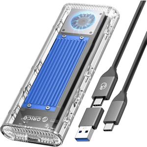 ORICO 40Gbps M.2 NVMe SSD Enclosure with Built-in Cooling Fan, Tool-Free External Hard Drive Enclosure, Support 2230 2242 2260 2280(M Key), Compatible with Thunderbolt 3/4 USB4/3.2/3.1/3.0/2.0-TCM2U4