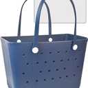 Uwyriwooq Tote Bag, Original Large EVA Bag for Women, Beach Bag Waterproof Sandproof, Rubber Tote Bag for Beach Pool Boat Gym (Dark Blue)