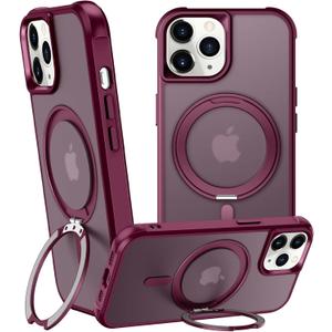 360 Magnetic Swivel Ring for iPhone 12 pro case, Built-in Metal Stand and Ring Holder, Magsafe Compatible, Military Grade Protection, Shock and Vibration Resistant - Wine Red (WineRed)