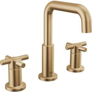 Delta Nicoli Brushed Gold Bathroom Faucet 3 Hole, 8 Inch Widespread Bathroom Sink Faucet for Vanity, Push-Pop Drain Assembly, Champagne Bronze 35894LF-CZ