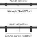 Asidrama 10 Pack 5 inch Matte Black Kitchen Cabinet Handles | Heavy-Duty Solid Zinc, Square, 2 Screw Sizes, 5" Hole Center(128mm), Cupboards, Drawers, Dressers, Furniture, Hardware
