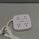 6 Ft Surge Protector Power Strip - 8 Widely Outlets with 4 USB Ports, 3 Side Outlet Extender with 6 Feet Extension Cord, Flat Plug, Wall Mount, Desk USB Charging Station, ETL,White