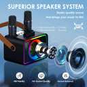 Karaoke Machine,Portable Bluetooth Speaker with 2 Wireless Microphone for Adults & Kids with LED Lights, Karaoke Microphone with PA System Supports USB/TF/AUX,Gift for Party(Black)