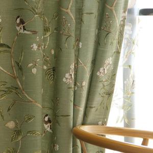 Vintage Birds Theme Curtains 84 Inch Long,Farmhouse Decorative Patio Door Curtains & Drapes Grommet Thick Weight Vertical Panels Privacy Assured with Light-filtering,1 Green Panel W50''x L84''