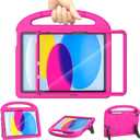 Kids Case for iPad A16 11th Generation 11Inch 2025/iPad 10th Generation 10.9 Inch 2022, Sanyetral Lightweight Shockproof Cover with Screen Protector/Pencil Holder/Handle/Stand for iPad 10th/11th -Pink