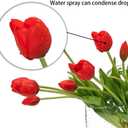 DUYONE 15pcs Artificial Tulips Flowers, Latex Bouquet, Fake Tulips for Office Wedding Party Home Kitchen Garden Decoration(Red,15pcs)