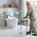 Toilet Safety Rails for Seniors, Adjustable Armrest, Space Saving, Stylish and Durable, Anti Slip and Anti Fall, Suitable for Elderly, Disabled, Pregnant Women with Armrest Toilet Safety Rail